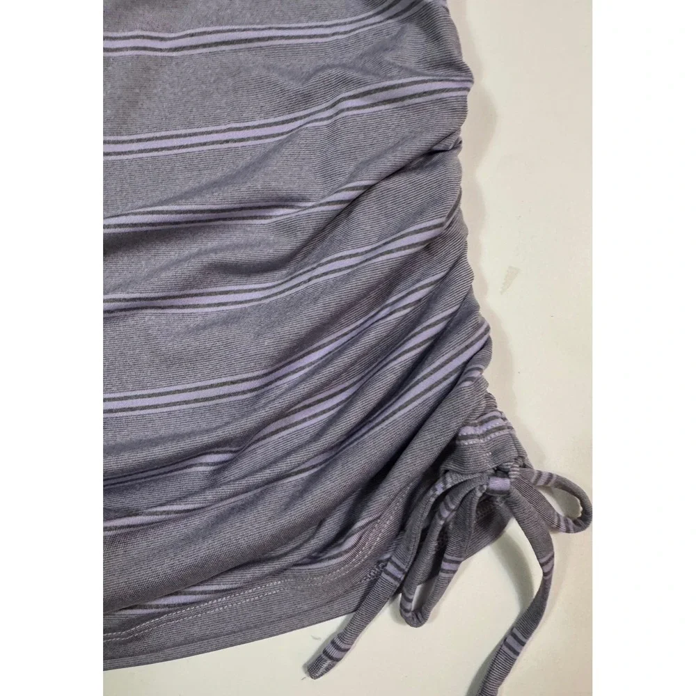 Duluth Trading Co Womens Cooling Jade Striped Ruched Side Tank Top Purple S